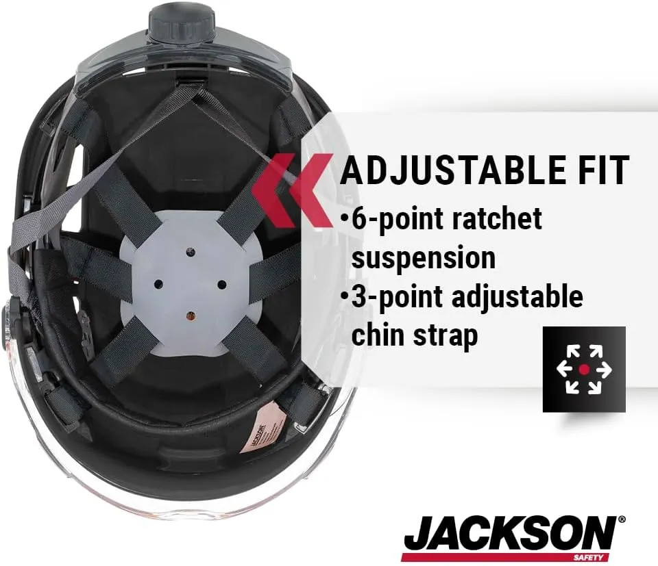 Jackson Safety Vented Hard Hat - Construction Helmet for Men with Flip-Up Visor - Industrial Climbing-Style Head Protection Equipment (Multiple Colors)