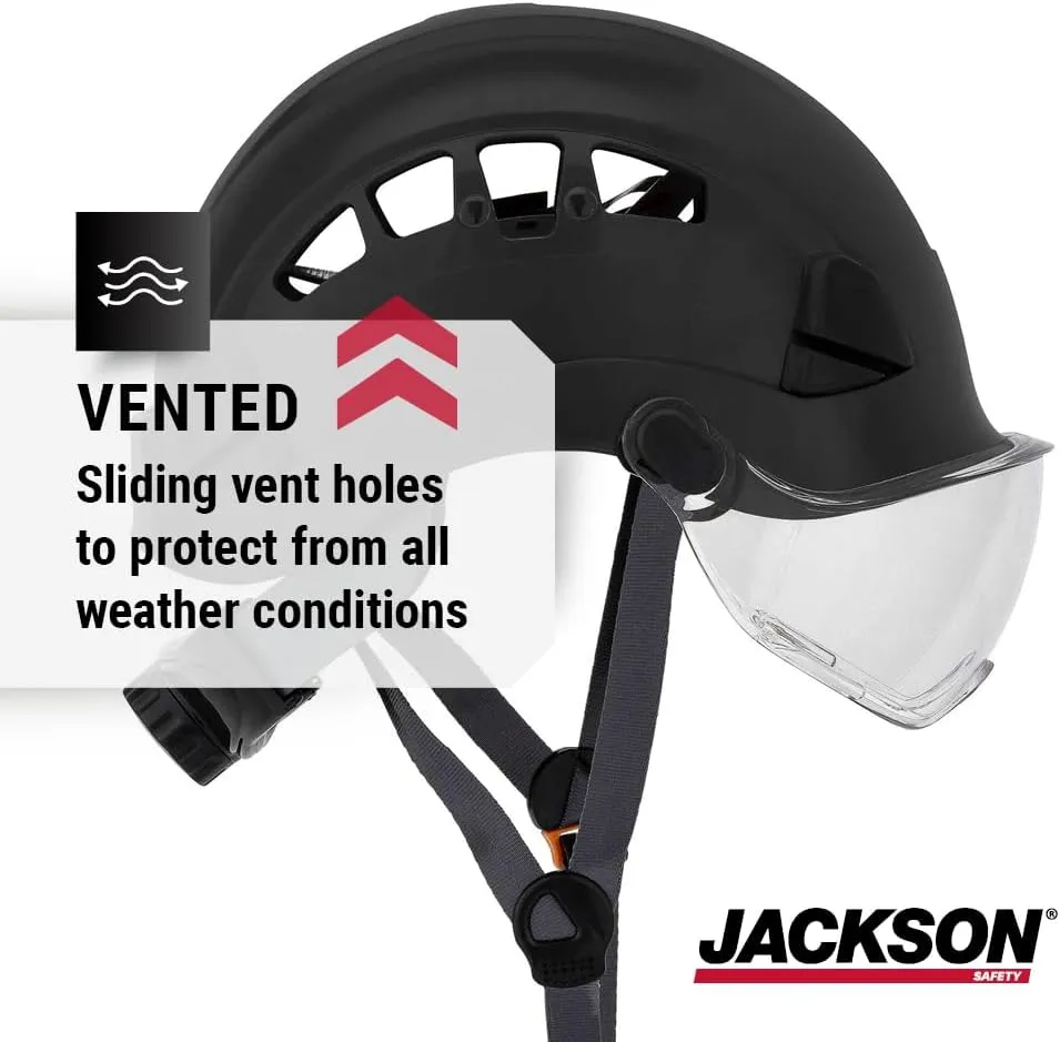 Jackson Safety Vented Hard Hat - Construction Helmet for Men with Flip-Up Visor - Industrial Climbing-Style Head Protection Equipment (Multiple Colors)