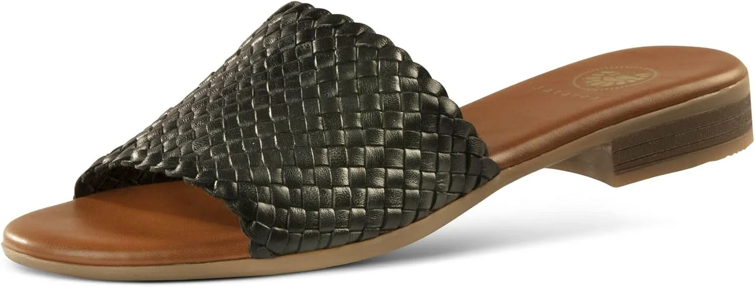JATAREA Women’s Slip-On Flat Sandals with Round Open Toe | Dressy Summer Slides for Women