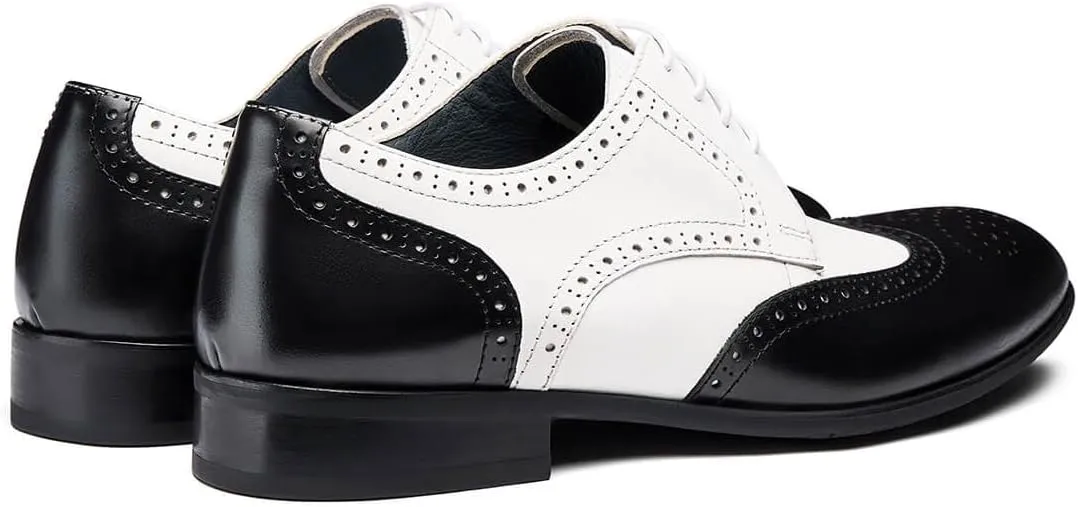 Jepsengord Men's Dress Shoes Wingtip Genuine Cowhide Leather Oxfords with Brogue Formal Business Wedding Derby Shoes