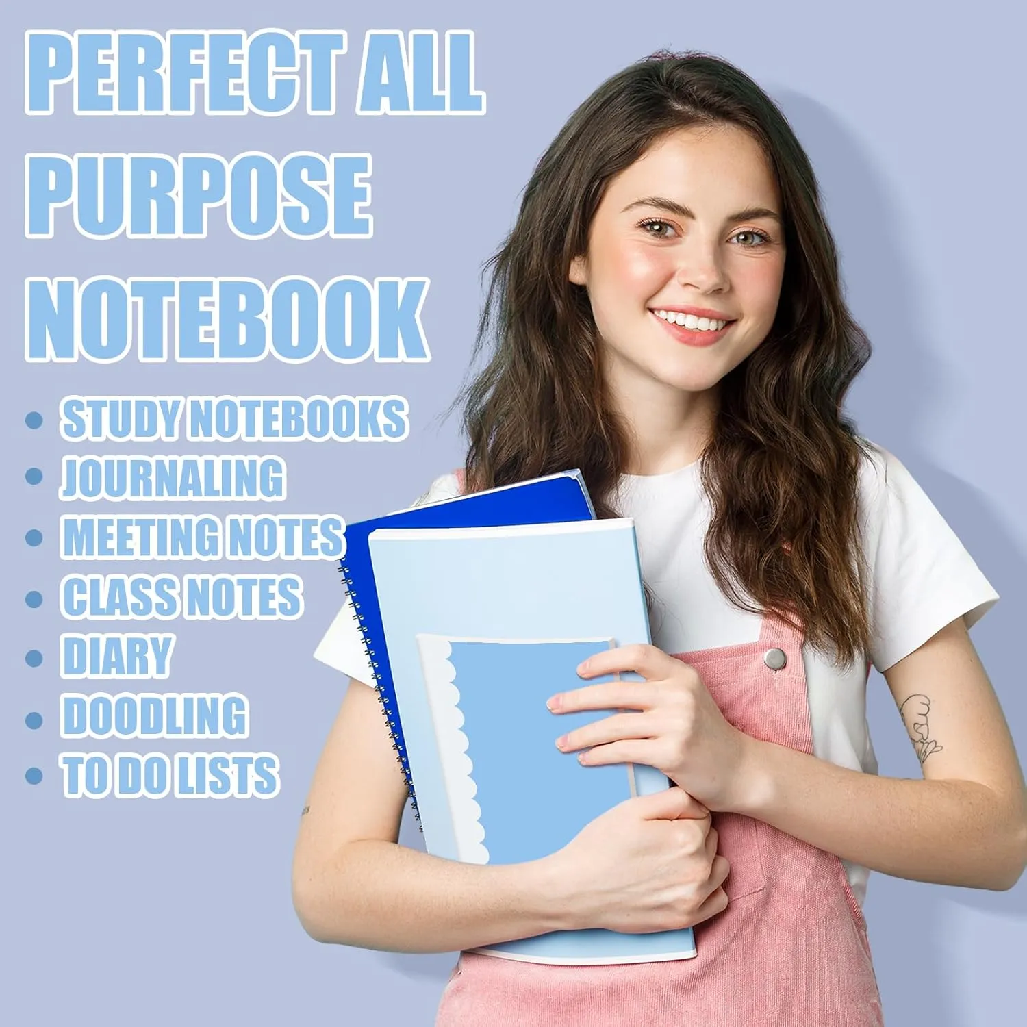 Jetec 24 Pack Scalloped Blank Journal Notebooks Bulk, 5.5" x 8.3" A5 Size 30 Sheets/60 Pages Elegant Cute pastel Notebooks for Writing Sketching Office School Supplie(Blue)