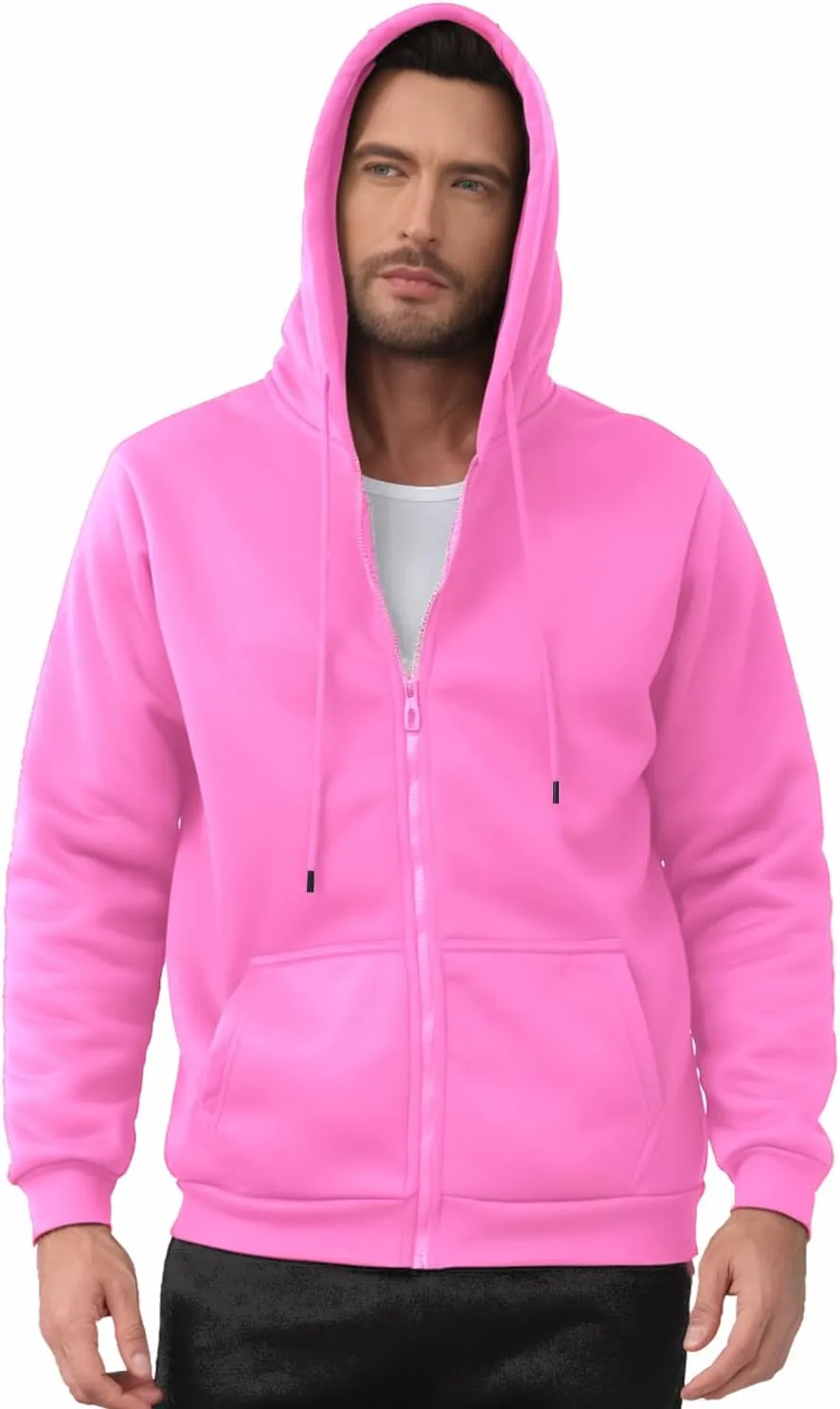 JIHUILAI Men's Fleece Hoodies with Zipper Lightweight Long Sleeve Active Mens Jackets Sports Full Zip Sweatshirts, S-3XL