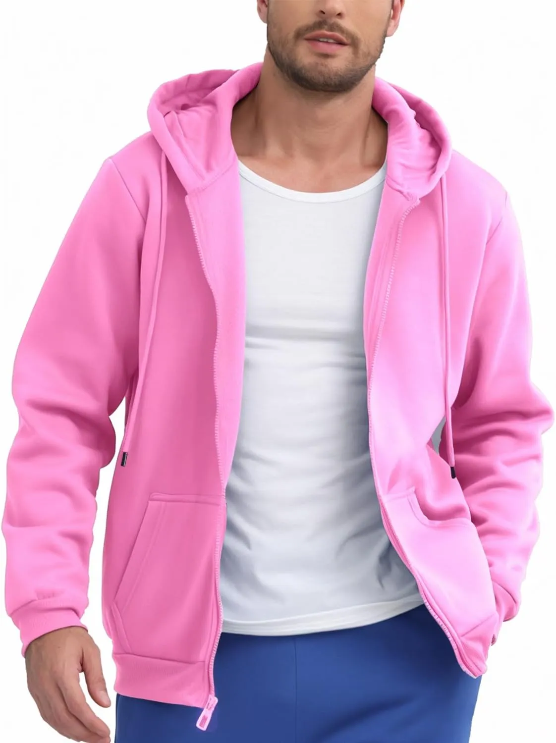 JIHUILAI Men's Fleece Hoodies with Zipper Lightweight Long Sleeve Active Mens Jackets Sports Full Zip Sweatshirts, S-3XL