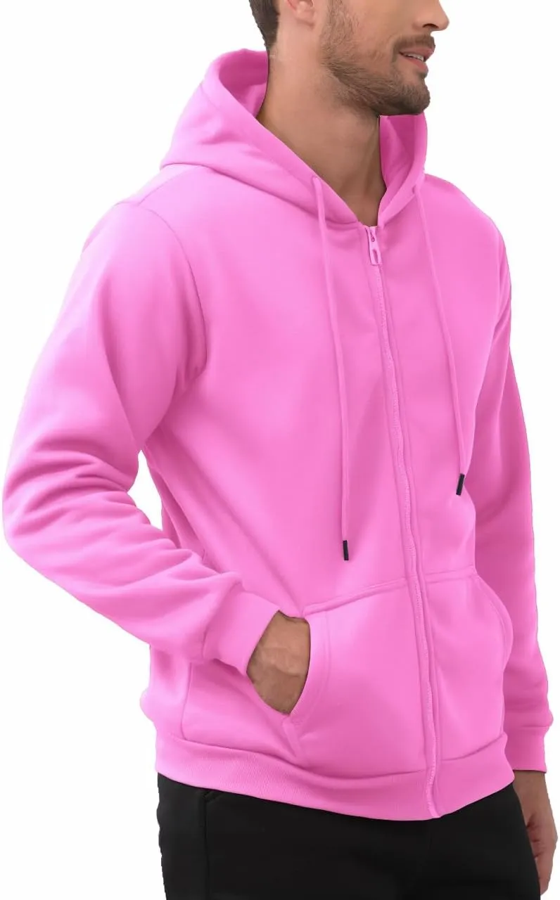 JIHUILAI Men's Fleece Hoodies with Zipper Lightweight Long Sleeve Active Mens Jackets Sports Full Zip Sweatshirts, S-3XL