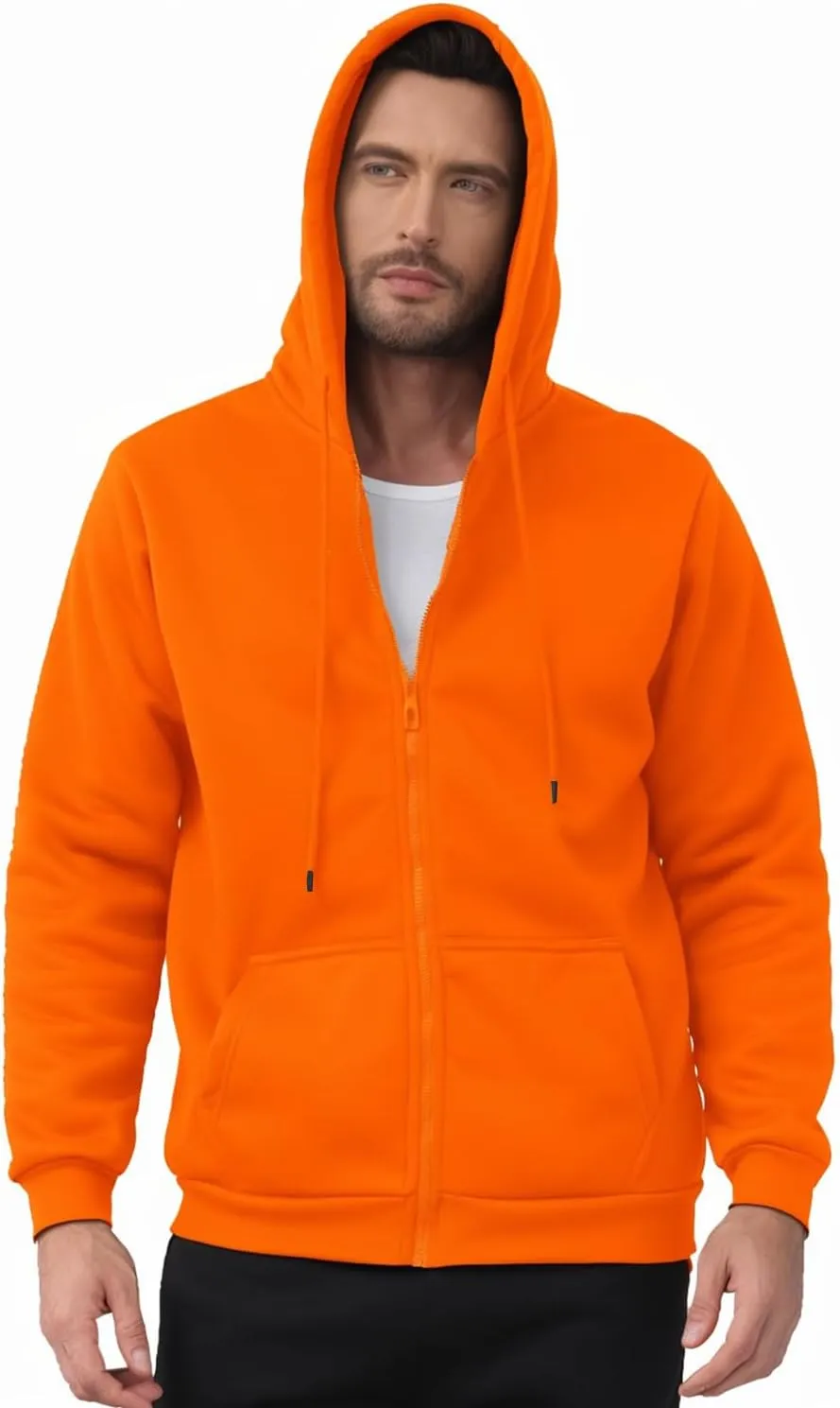 JIHUILAI Men's Fleece Hoodies with Zipper Lightweight Long Sleeve Active Mens Jackets Sports Full Zip Sweatshirts, S-3XL