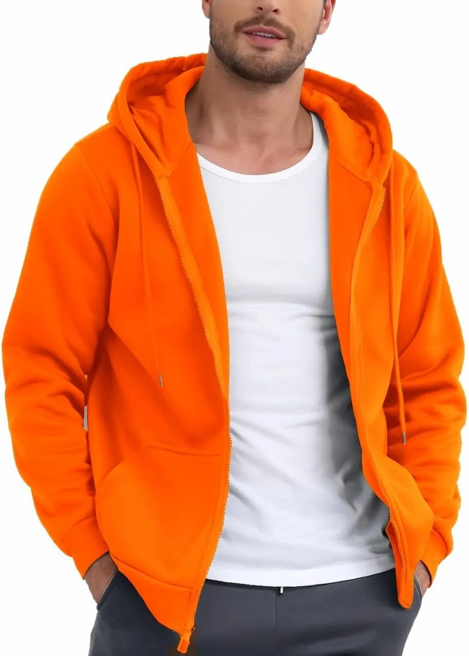 JIHUILAI Men's Fleece Hoodies with Zipper Lightweight Long Sleeve Active Mens Jackets Sports Full Zip Sweatshirts, S-3XL
