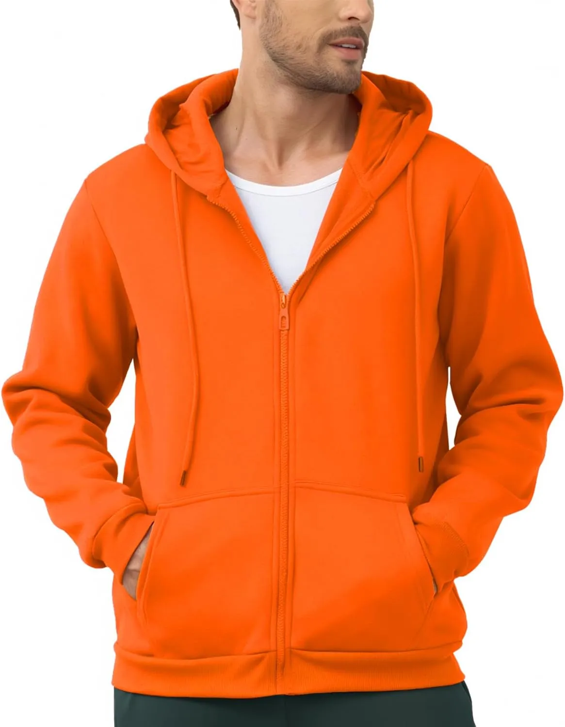JIHUILAI Men's Fleece Hoodies with Zipper Lightweight Long Sleeve Active Mens Jackets Sports Full Zip Sweatshirts, S-3XL