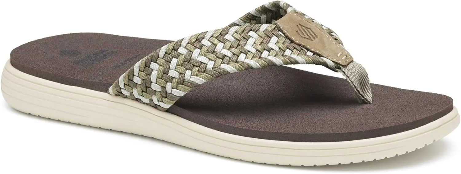 Johnston & Murphy Men’s Upton Woven Thong Sandals, Leather Flip Flops for Men, Casual Summer Shoes