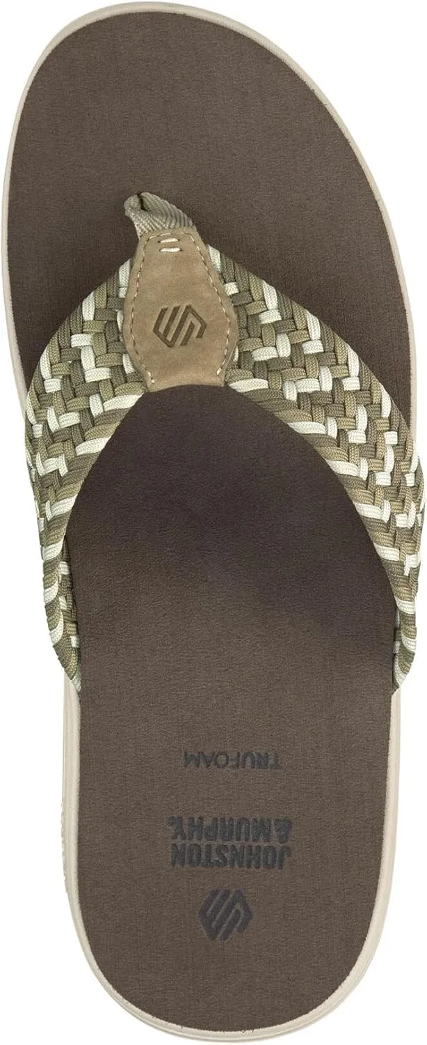Johnston & Murphy Men’s Upton Woven Thong Sandals, Leather Flip Flops for Men, Casual Summer Shoes