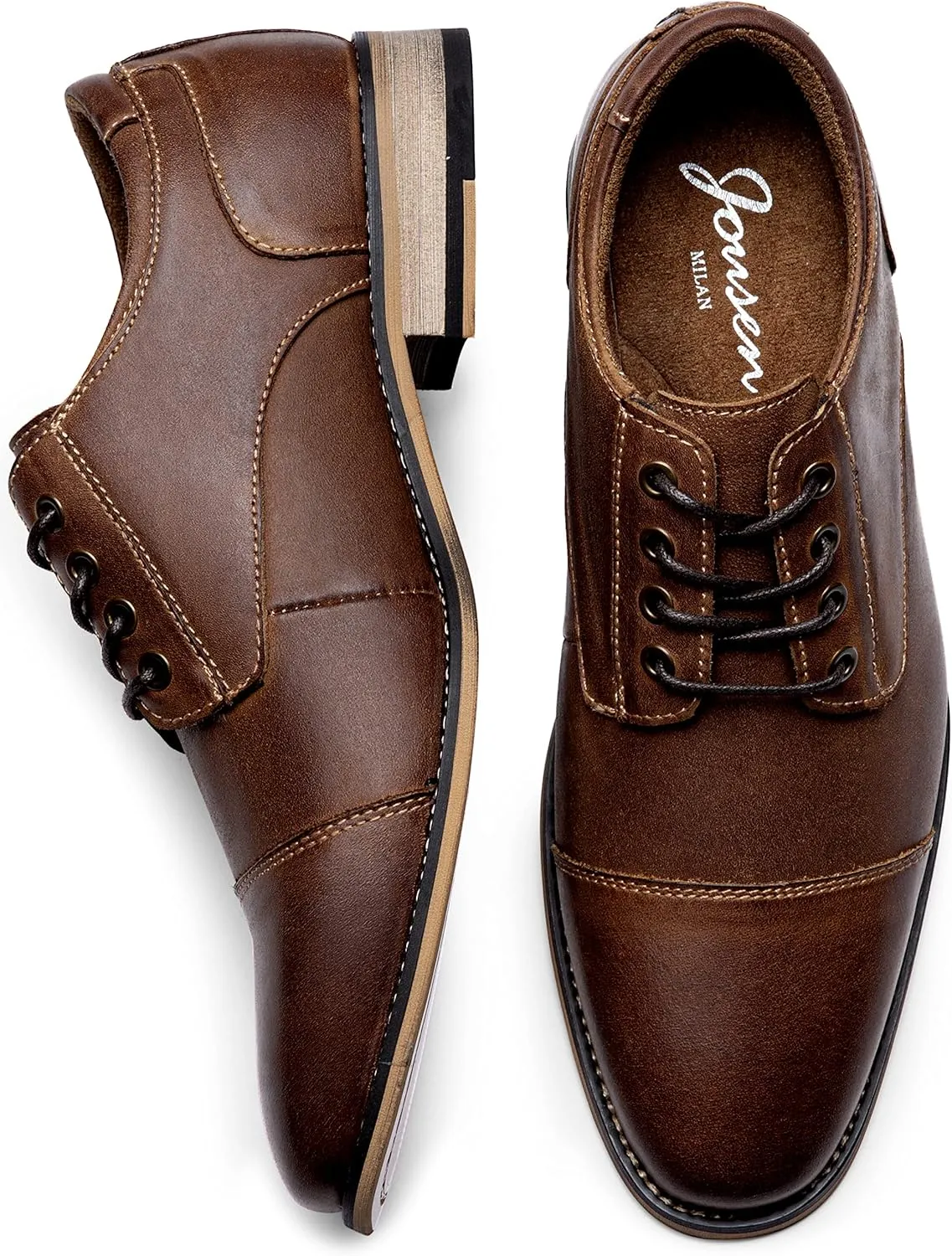 Jousen Men's Dress Shoes Formal Leather Oxford Shoes Classical Business Derby Shoes