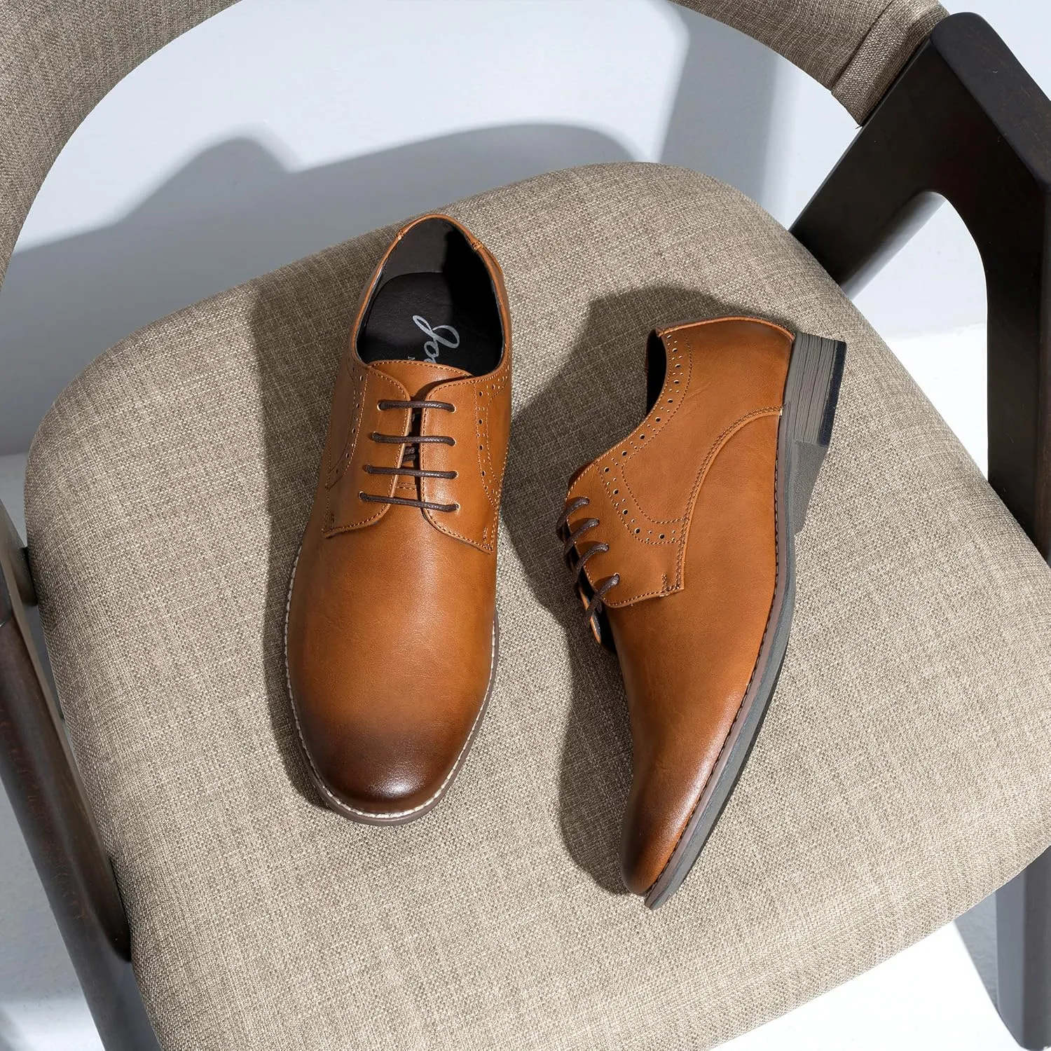 Jousen Men's Oxford Plain Toe Dress Shoes Classic Formal Derby Shoes