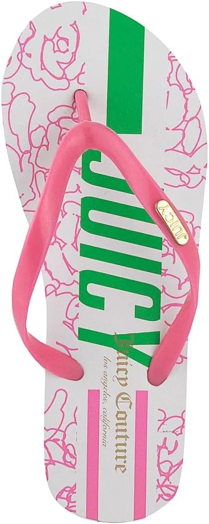 JUICY COUTURE Flip Flops, Soft Lightweight Beach Sandals for Women, Casual Slippers Shower Beach Pool Flat Slides Shoes