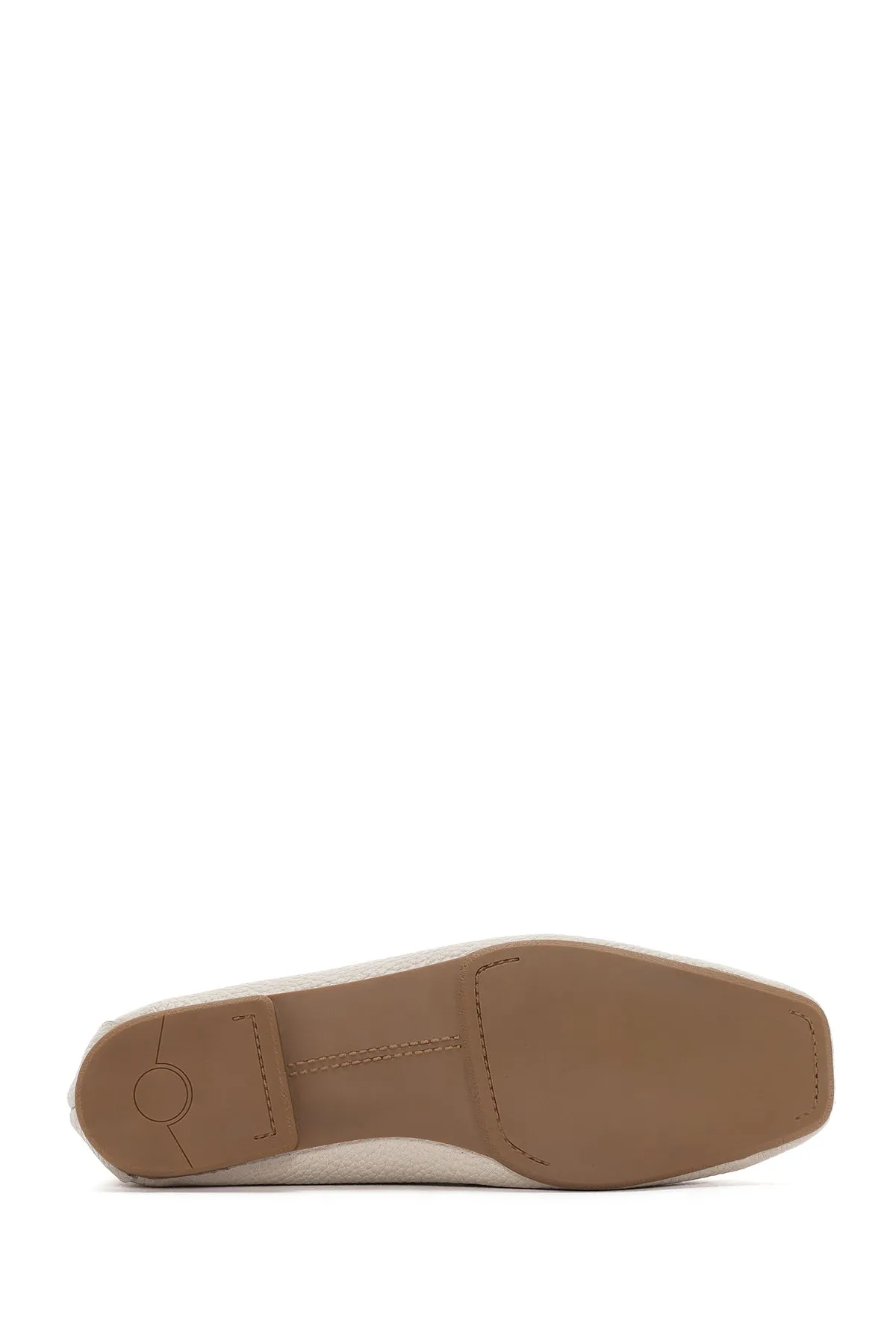 Kadın Krem Deri Maskülen Loafer