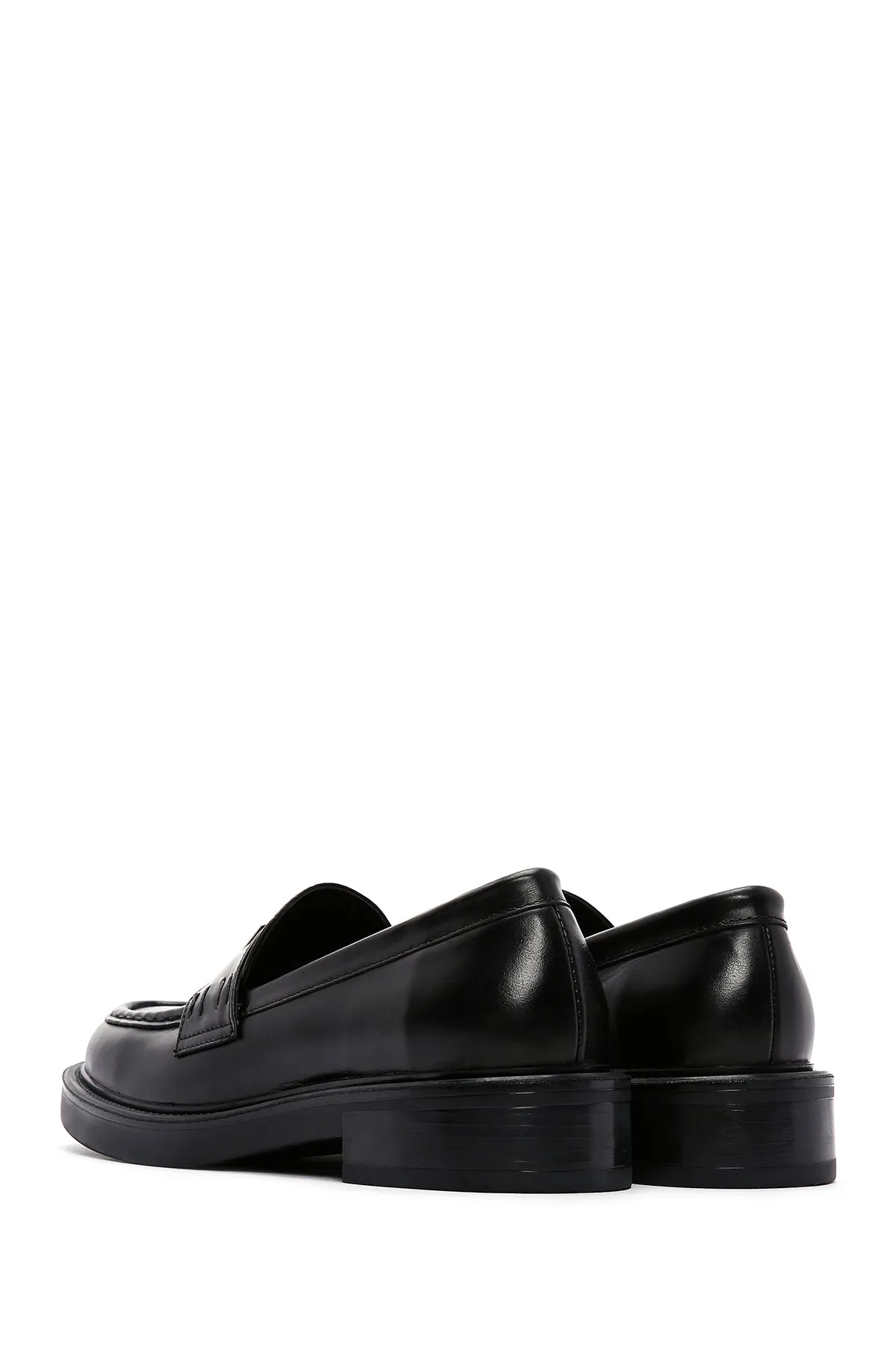 Kadın Siyah Deri Maskülen Casual Loafer