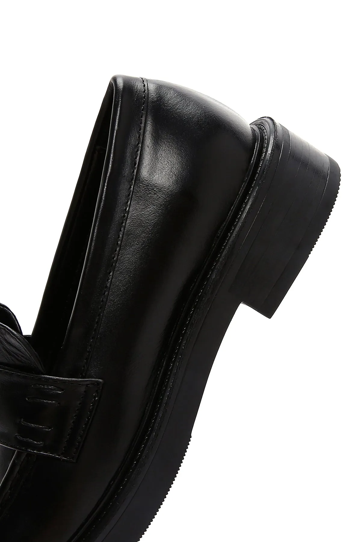 Kadın Siyah Deri Maskülen Casual Loafer