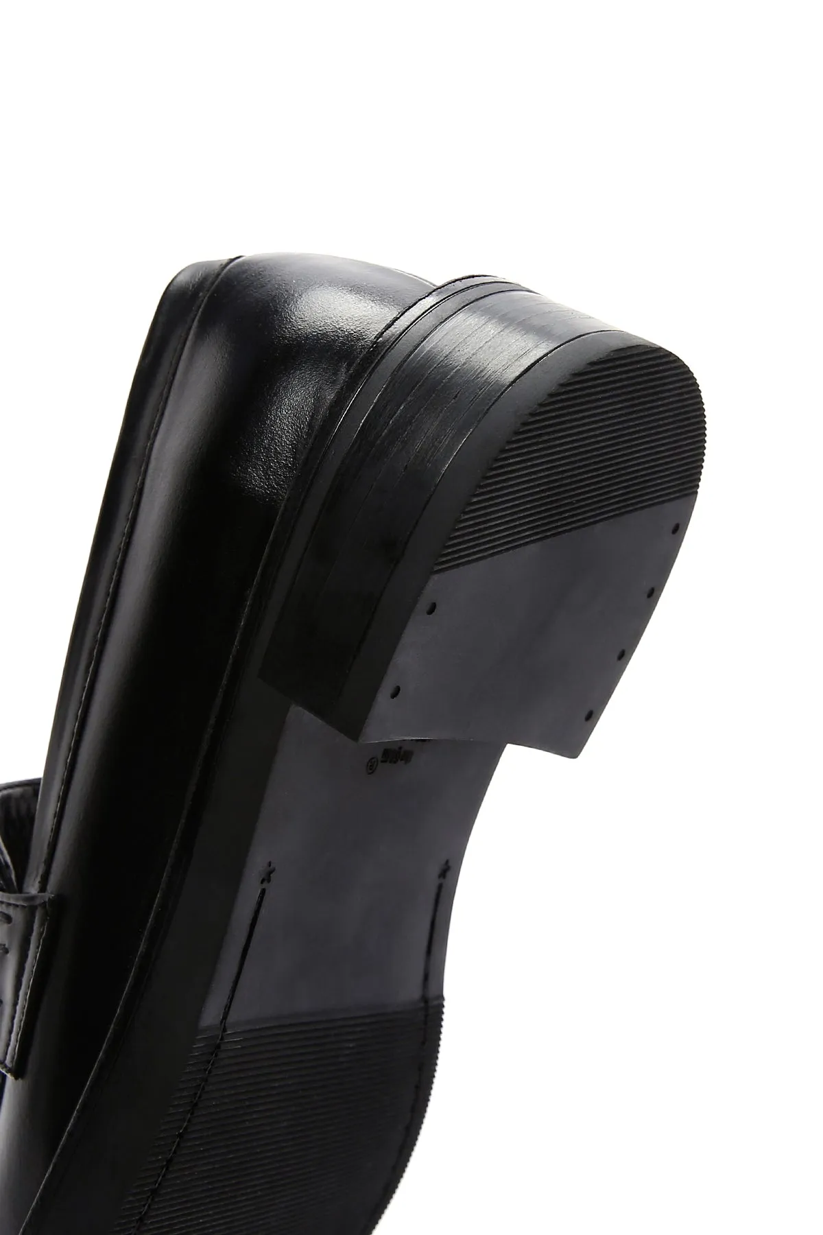 Kadın Siyah Deri Maskülen Casual Loafer