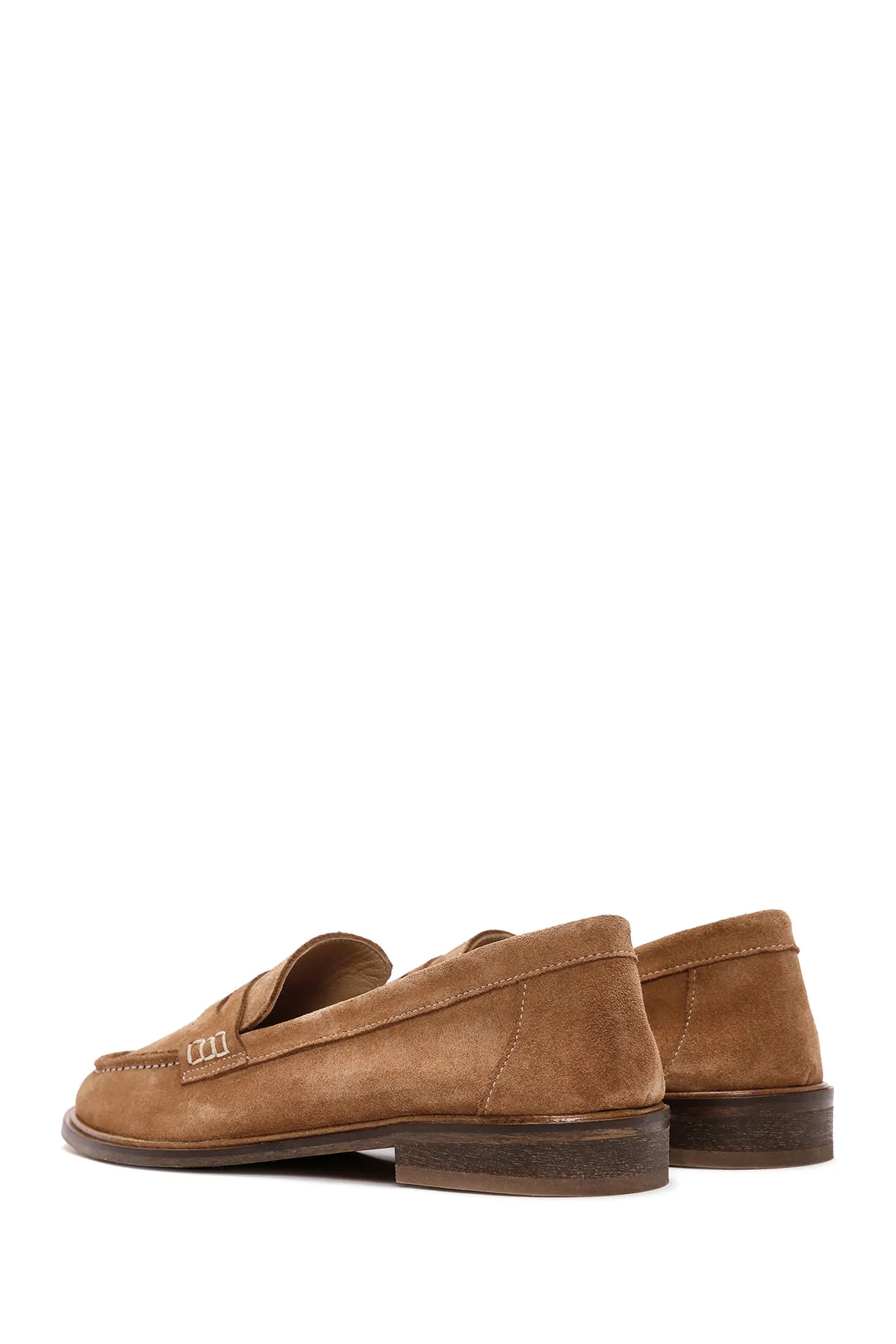 Kadın Taba Süet Deri Maskülen Loafer