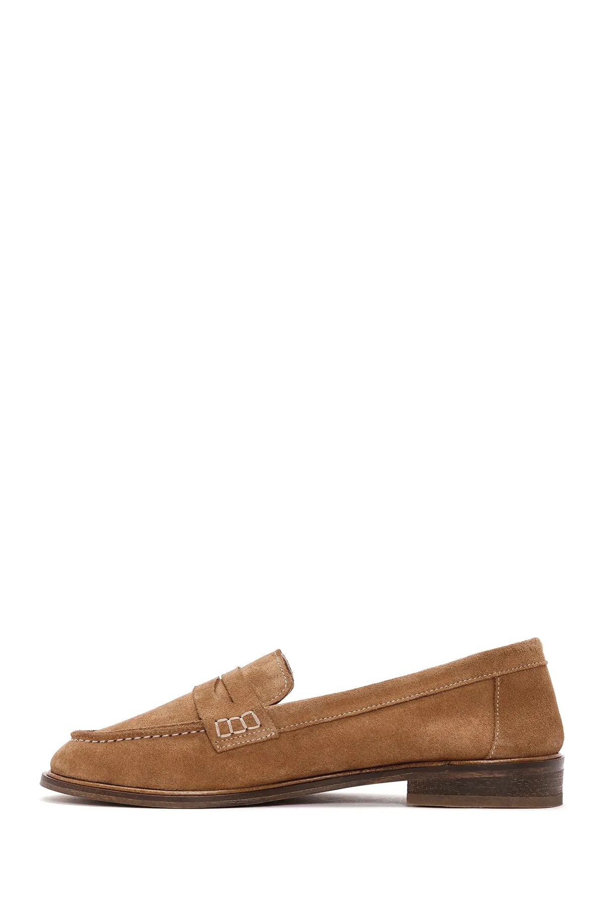 Kadın Taba Süet Deri Maskülen Loafer