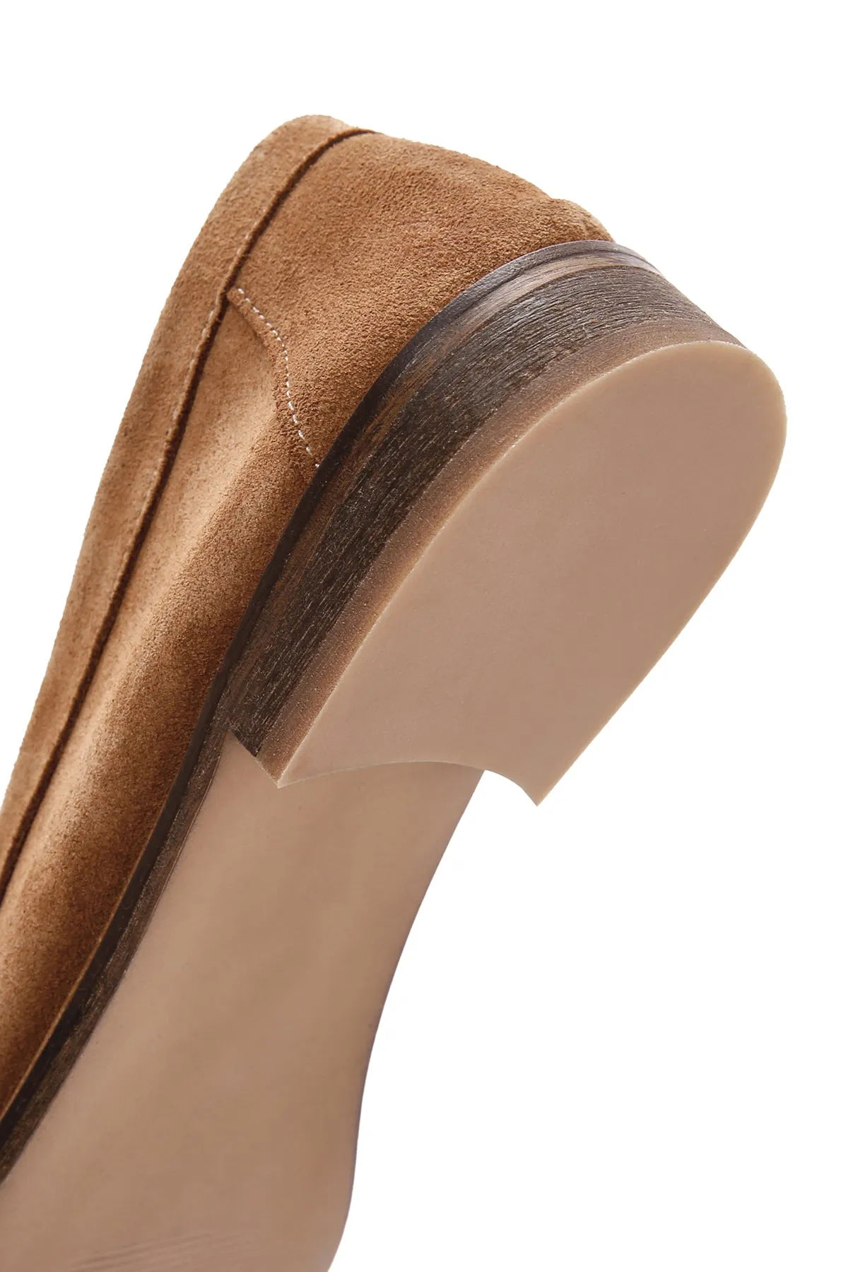 Kadın Taba Süet Deri Maskülen Loafer