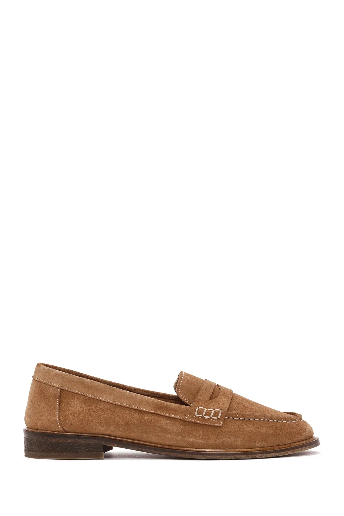 Kadın Taba Süet Deri Maskülen Loafer