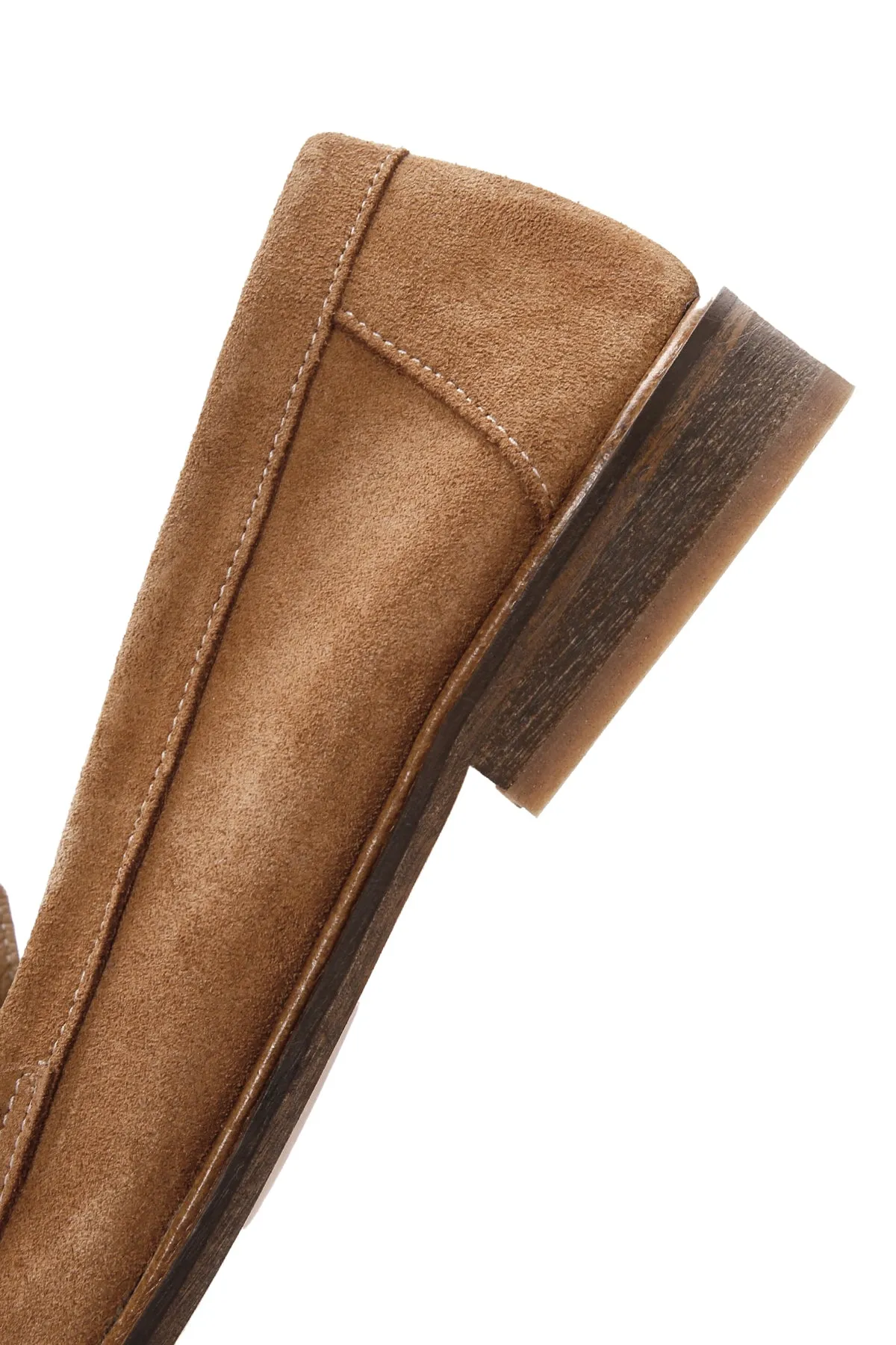 Kadın Taba Süet Deri Maskülen Loafer