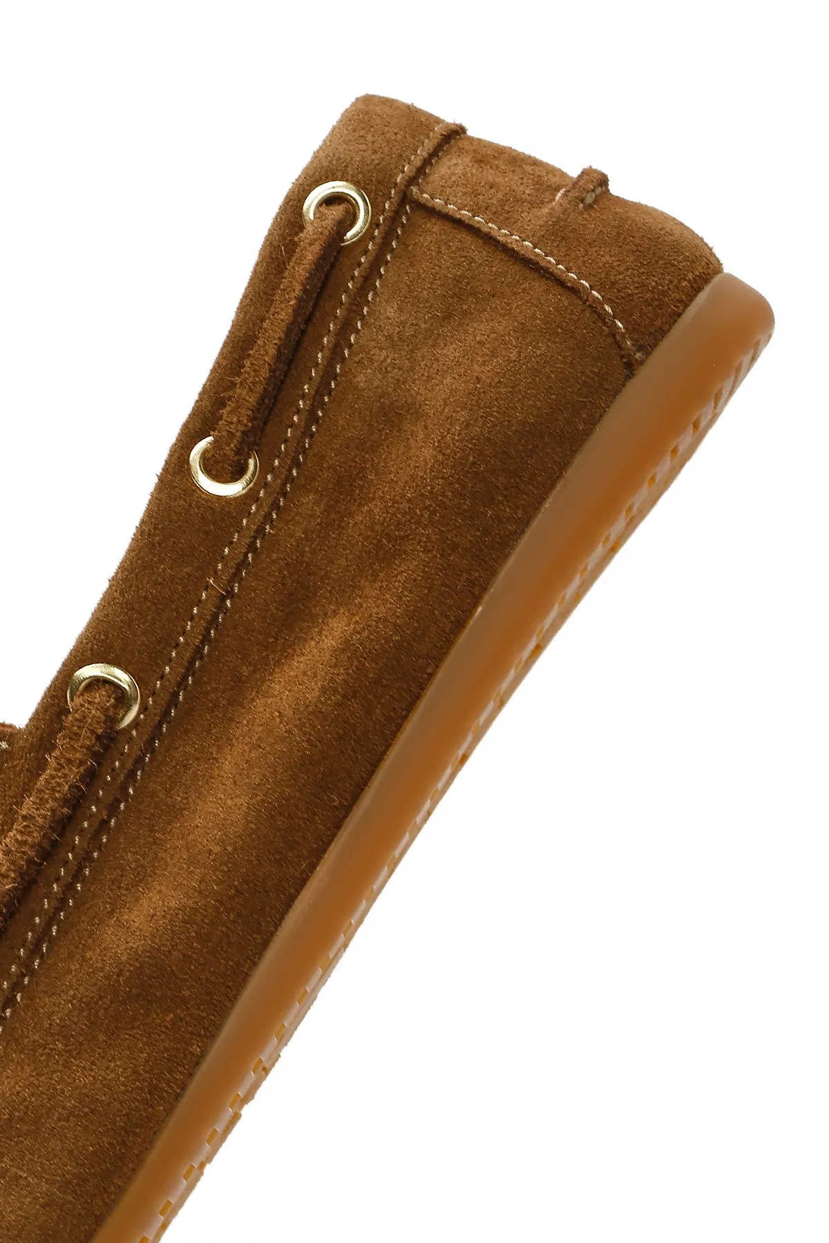 Kadın Vizon Bağcıklı Süet Deri Loafer