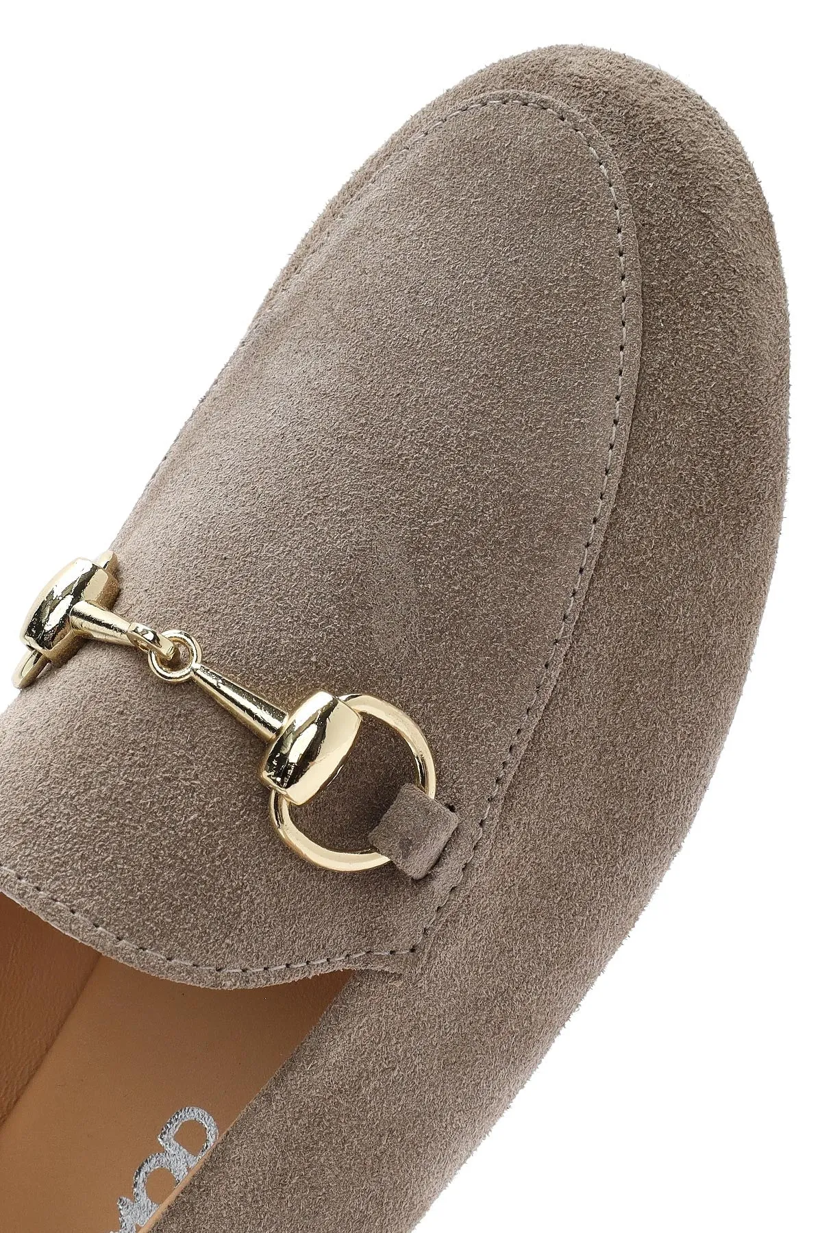 Kadın Vizon Tokalı Süet Deri Maskülen Loafer