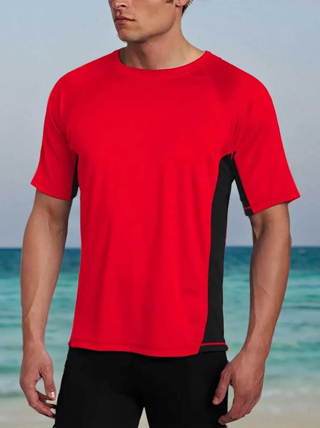 Kanu Surf Men's Short Sleeve UPF 50 Swim Shirt Rash Guard Sun Shirt (Regular & Extended Sizes)