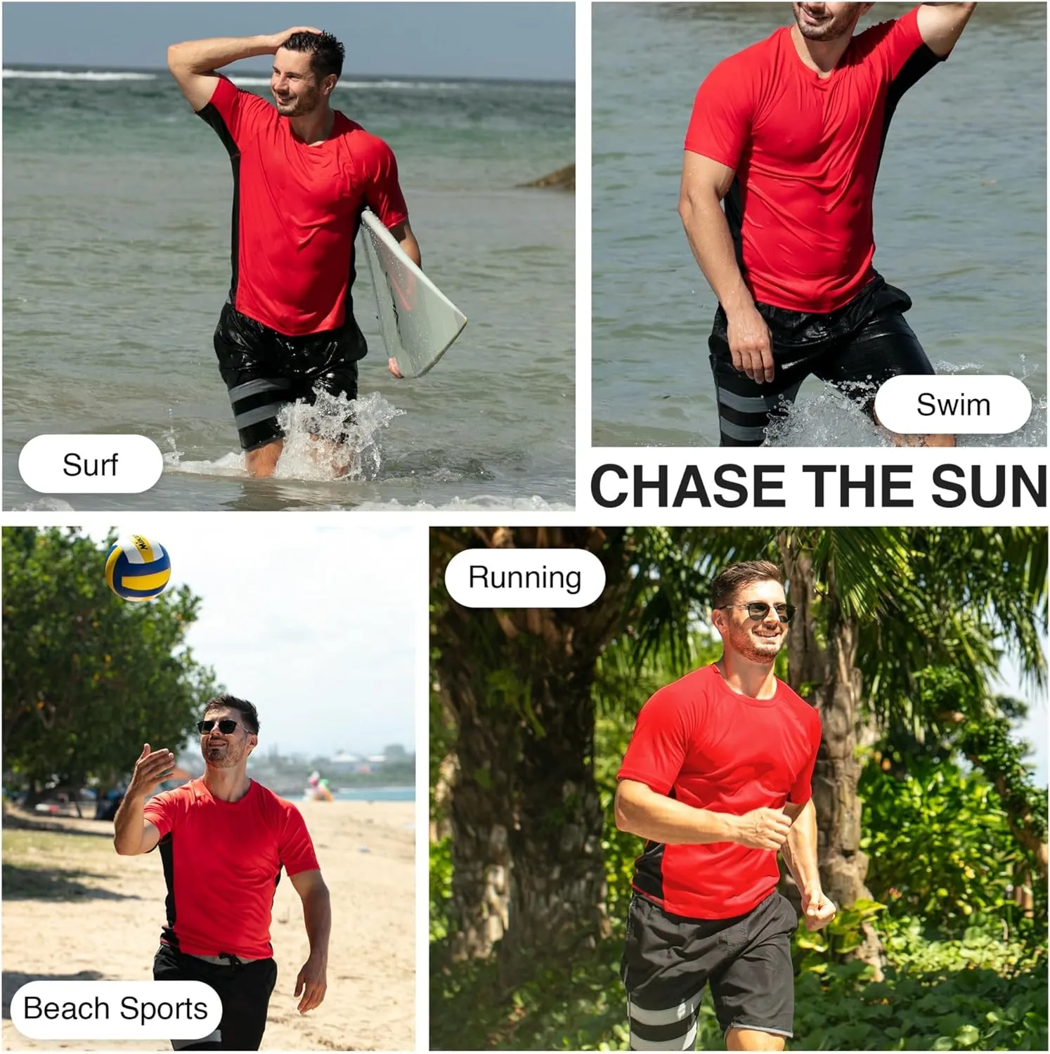 Kanu Surf Men's Short Sleeve UPF 50 Swim Shirt Rash Guard Sun Shirt (Regular & Extended Sizes)