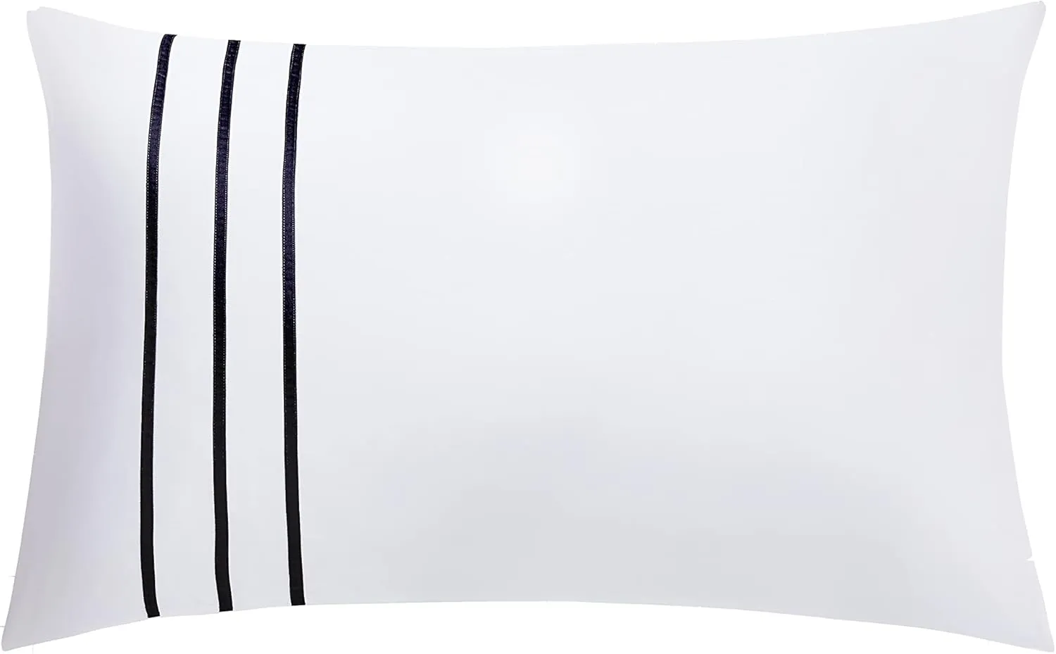 Karen 2 Pieces White Duvet Cover Set Without Filling Black Stripe Trim 100% Egyptian Cotton 300 Thread Count Soft Sateen Hotel Collection Zipper Closure Corner Ties(White Black,Twin)