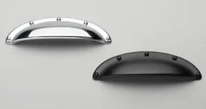 Kethy Derby Shell Slim Handle Pull 64mm C to C 92mm O/A Matt Black Paint & Polished Chrome