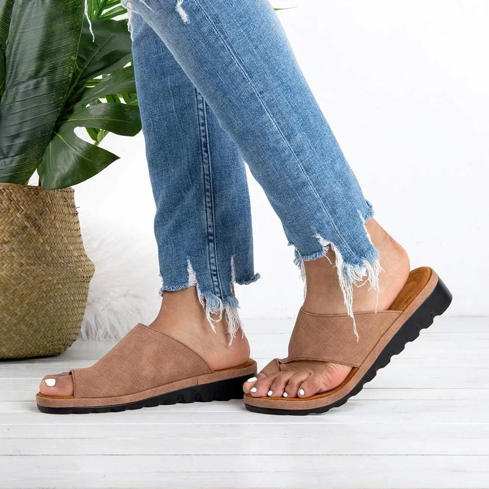 KINOW Women Bunion Sandals Platform Wedge Slippers Orthopedic Flip Flops Summer Shoes