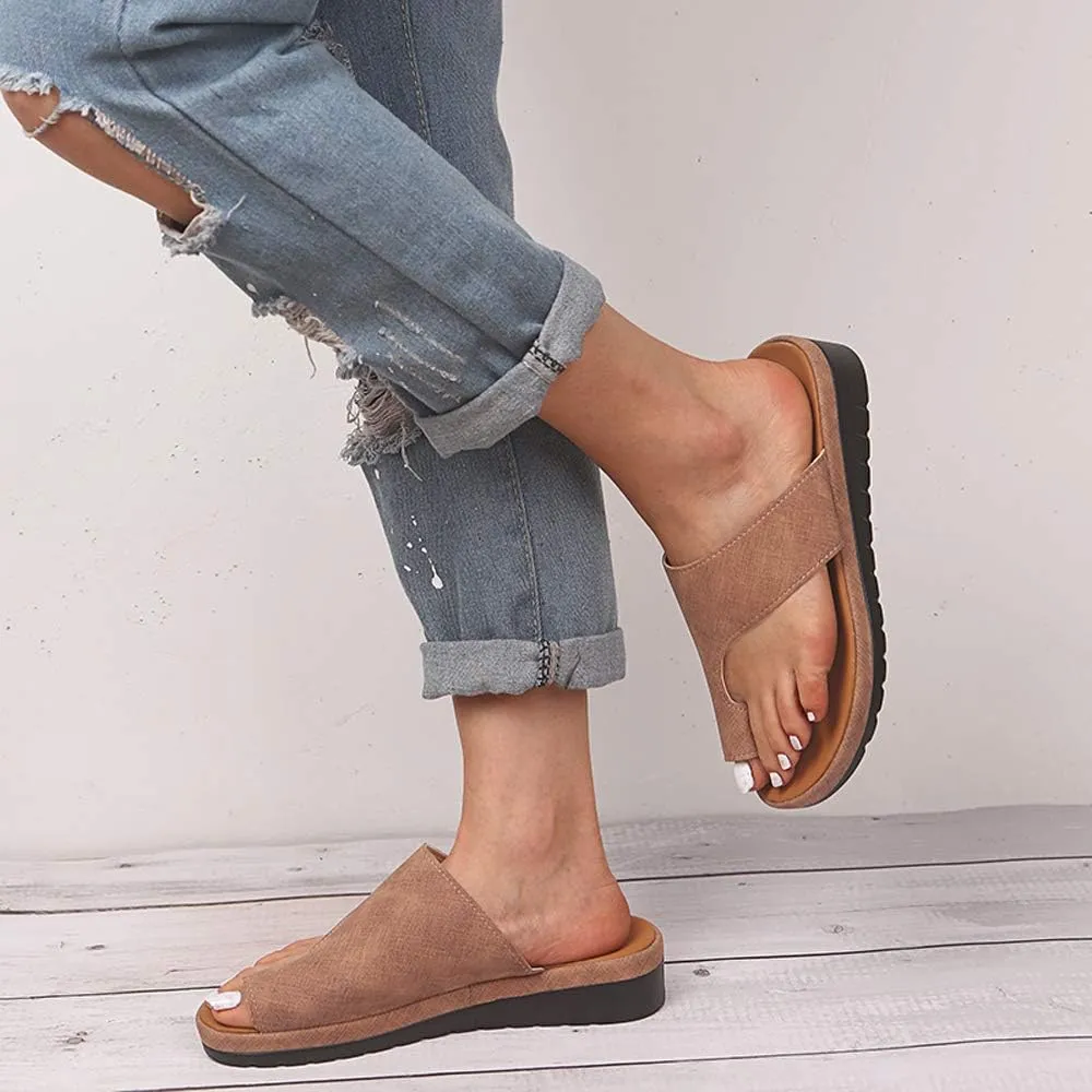 KINOW Women Bunion Sandals Platform Wedge Slippers Orthopedic Flip Flops Summer Shoes