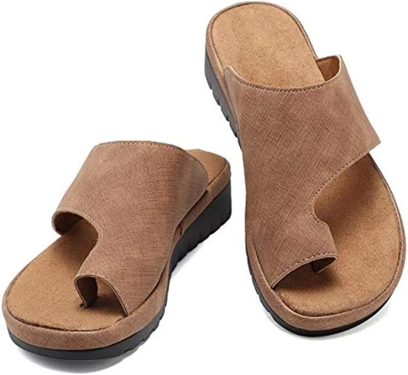 KINOW Women Bunion Sandals Platform Wedge Slippers Orthopedic Flip Flops Summer Shoes