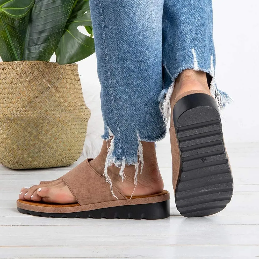 KINOW Women Bunion Sandals Platform Wedge Slippers Orthopedic Flip Flops Summer Shoes