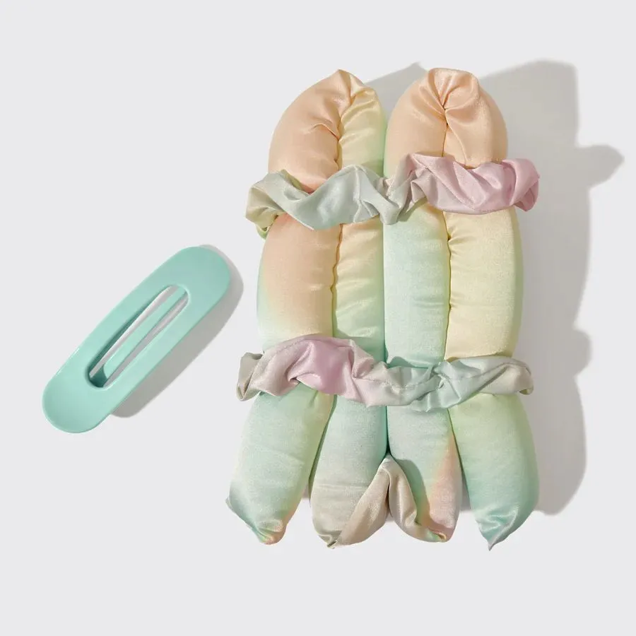 KITSCH Hair Hero XL Satin Heatless Styling & Flat Lay Claw 4pc Set - Aura