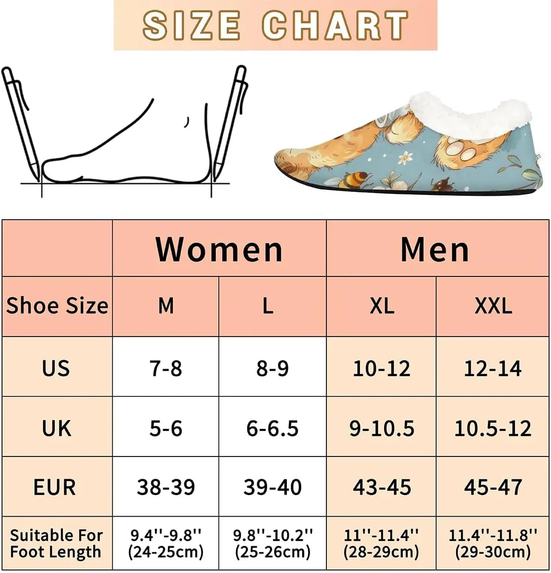 KOBLEN Bears Bee Flower Slippers for Women House Shoes with Fleece Lining Wide Comfy Full Slippers Lightweight Cozy Loafer with Rubber Sole Unisex Slippers Adults for Indoor Outdoor