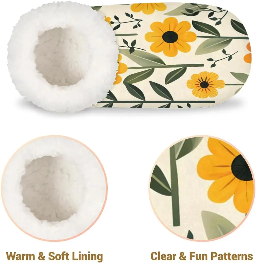KOBLEN Flower Blossom Twig Slippers for Women House Shoes with Fleece Lining Wide Comfy Full Slippers Lightweight Cozy Loafer with Rubber Sole Unisex Slippers Adults for Indoor Outdoor