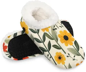 KOBLEN Flower Blossom Twig Slippers for Women House Shoes with Fleece Lining Wide Comfy Full Slippers Lightweight Cozy Loafer with Rubber Sole Unisex Slippers Adults for Indoor Outdoor