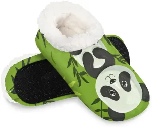 KOBLEN Panda Climb Tree Slippers for Women House Shoes with Fleece Lining Wide Comfy Full Slippers Lightweight Cozy Loafer with Rubber Sole Unisex Slippers Adults for Indoor Outdoor