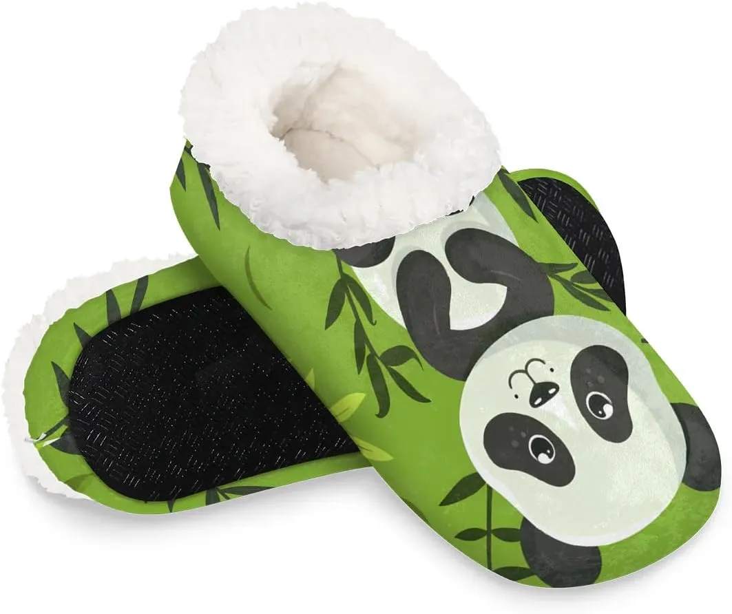 KOBLEN Panda Climb Tree Slippers for Women House Shoes with Fleece Lining Wide Comfy Full Slippers Lightweight Cozy Loafer with Rubber Sole Unisex Slippers Adults for Indoor Outdoor