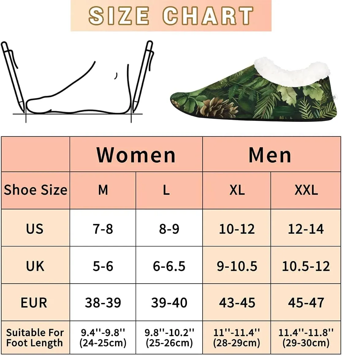 KOBLEN Plants Pine Cones Slippers for Women House Shoes with Fleece Lining Wide Comfy Full Slippers Lightweight Cozy Loafer with Rubber Sole Unisex Slippers Adults for Indoor Outdoor