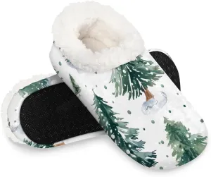 KOBLEN Trees Plants Slippers for Women House Shoes with Fleece Lining Wide Comfy Full Slippers Lightweight Cozy Loafer with Rubber Sole Unisex Slippers Adults for Indoor Outdoor