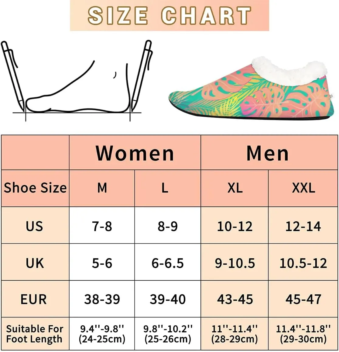 KOBLEN Tropical Chic Slippers for Women House Shoes with Fleece Lining Wide Comfy Full Slippers Lightweight Cozy Loafer with Rubber Sole Unisex Slippers Adults for Indoor Outdoor