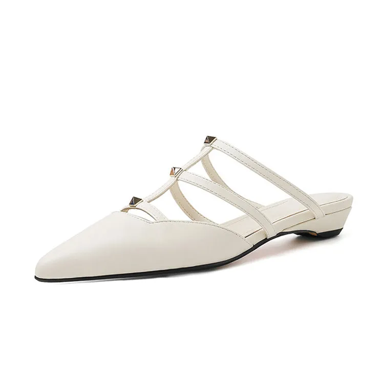 Ladies Pointy Toe Multi-Strap  Mule Slip-On