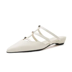 Ladies Pointy Toe Multi-Strap  Mule Slip-On