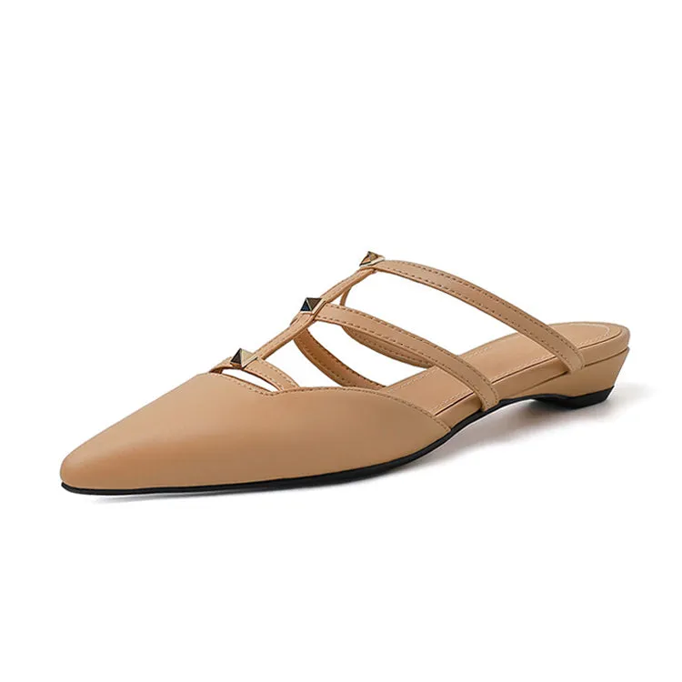 Ladies Pointy Toe Multi-Strap  Mule Slip-On
