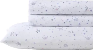 Laura Ashley Kids - Twin Sheets, Soft Wrinkle-Resistant Toddler Bedding Set, Fun & Whimsical Bedroom Decor, Ideal Girl Room Essentials (Dancing Stars Purple, Twin/Twin XL)