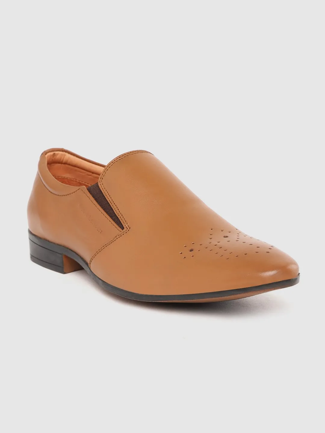 Leather Brogue Slip On Shoes