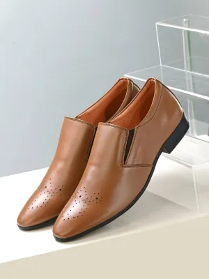 Leather Brogue Slip On Shoes